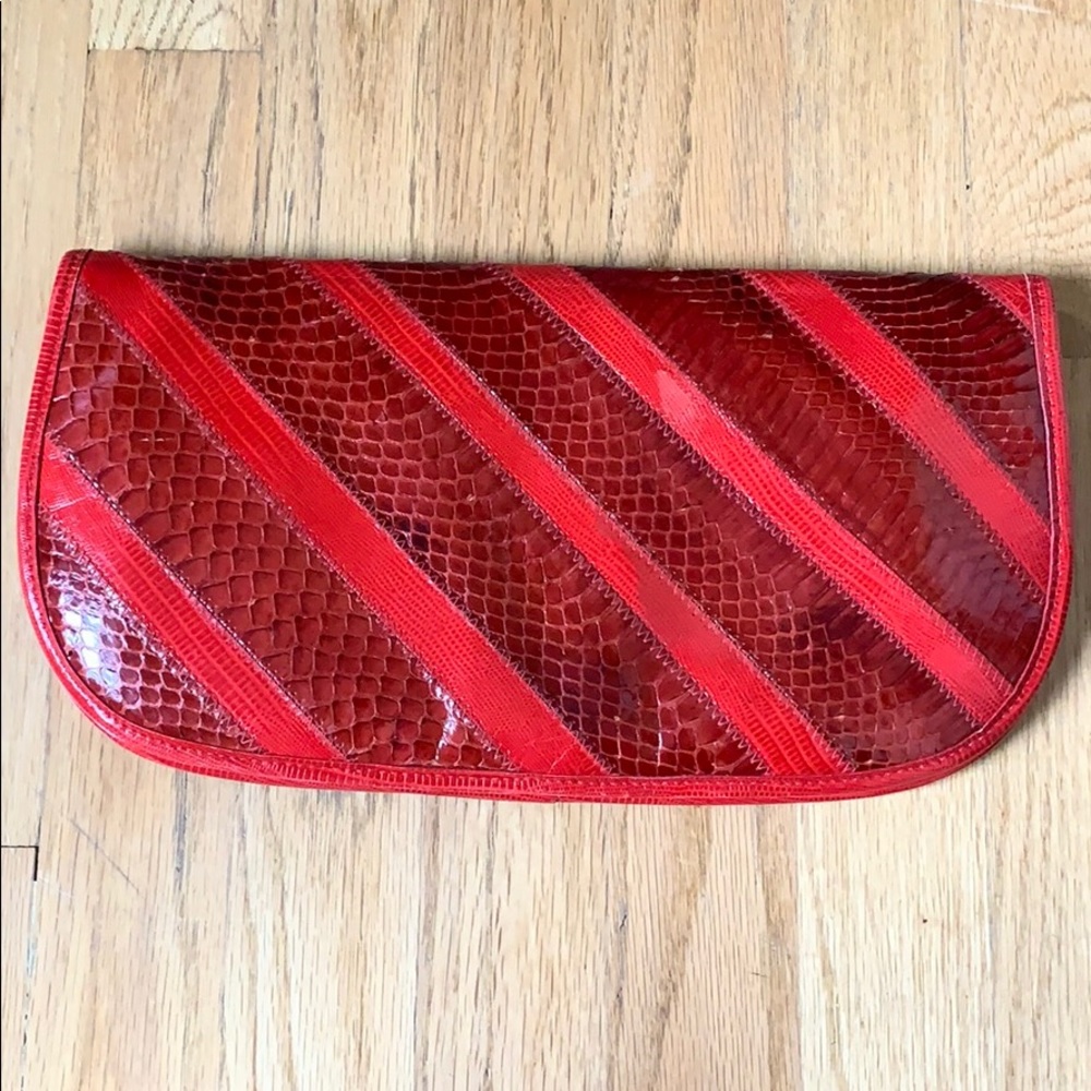 Vintage red leather clutch